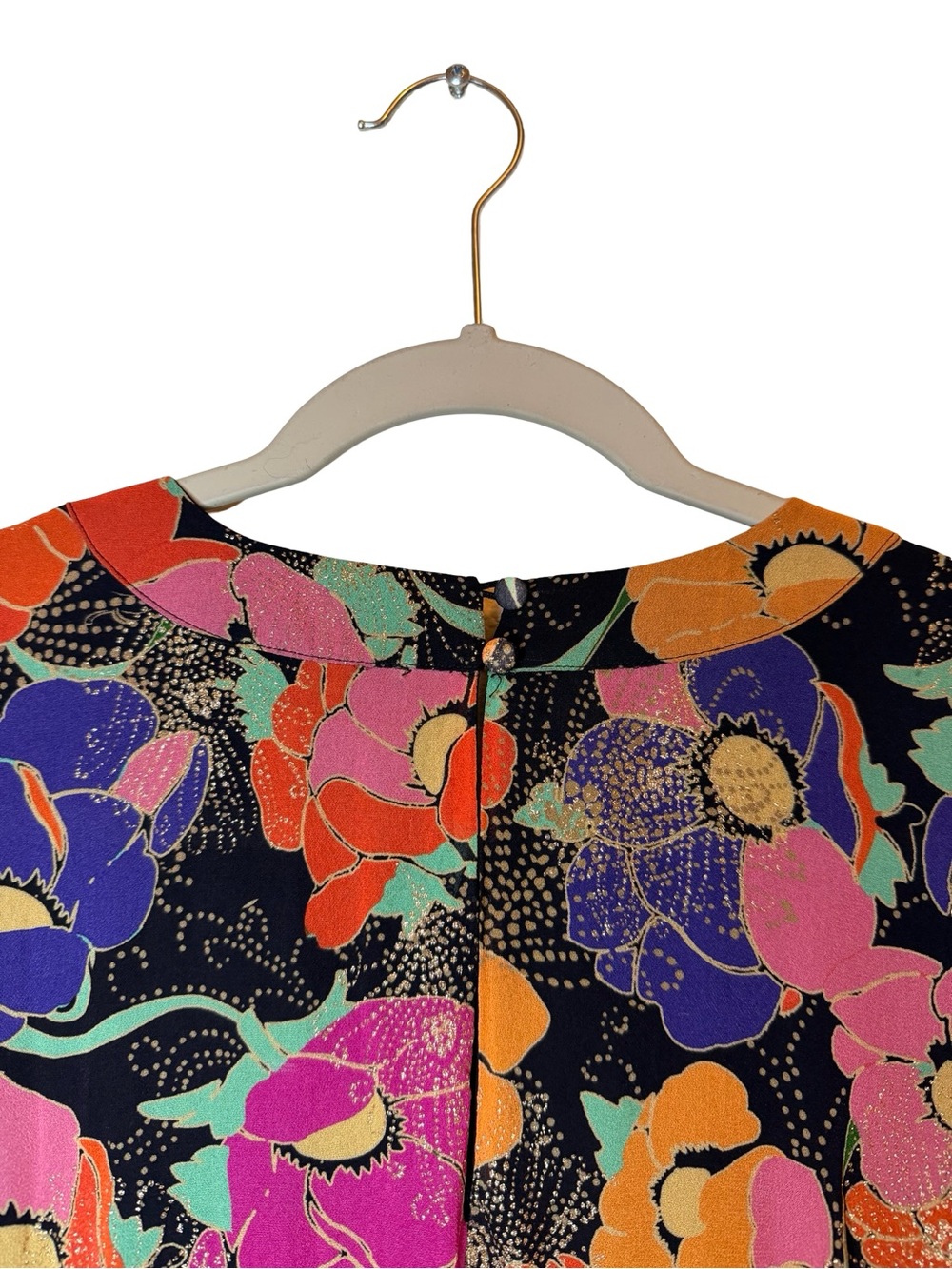 RIXO Dion Glitter Floral Print Georgette Mini Dress Ruched Sleeve Boho London XL - Picture 8 of 12